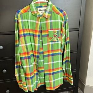 Kermit "The Rainbow Connection" The Muppets XL flannel